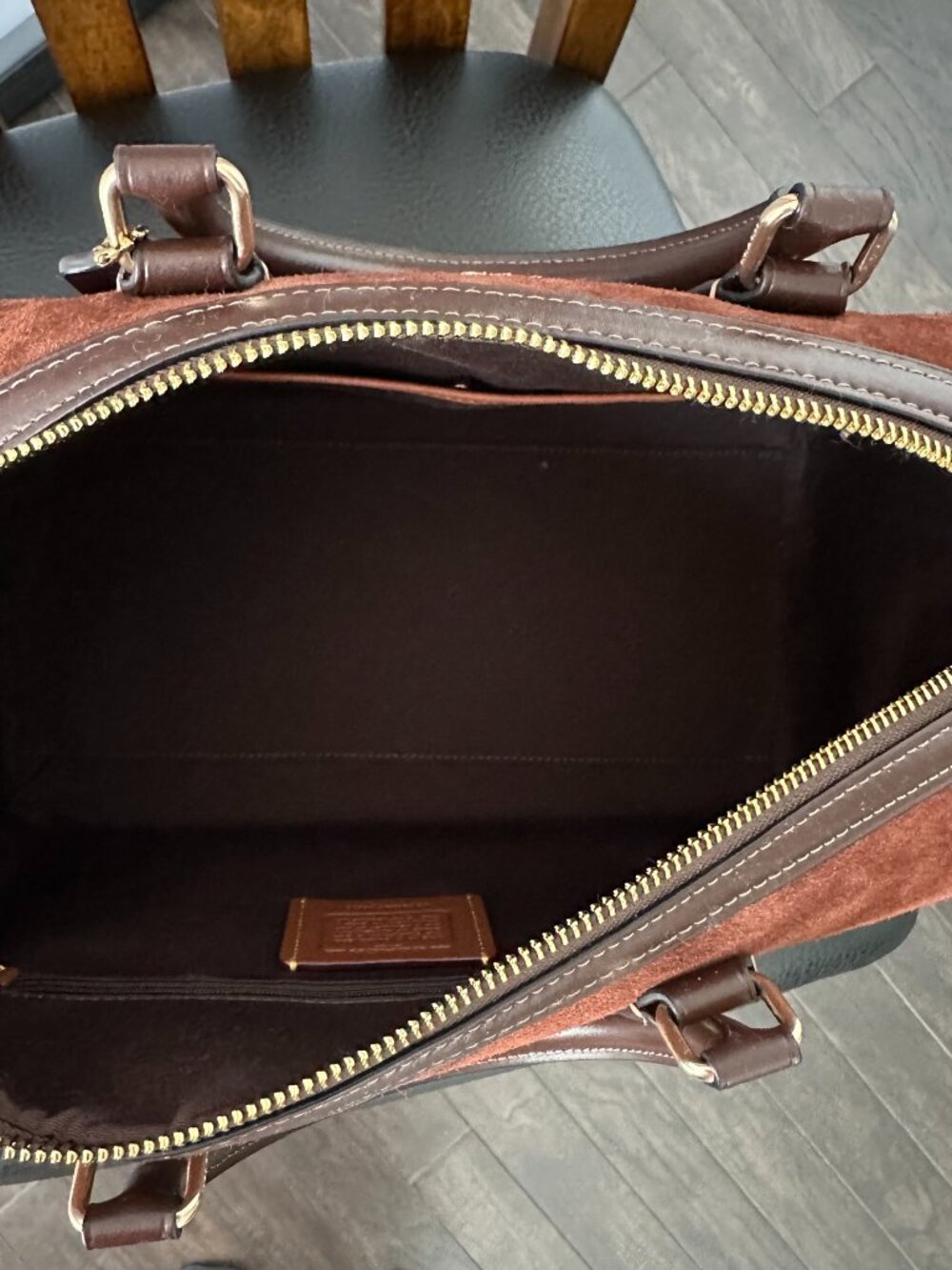 Coach Rowan Large Vintage Brown Suede Shoulder/Satchel Bag Style #F2522-CCC79 - Picture 4 of 8